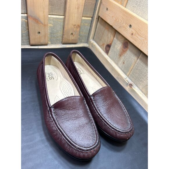 SAS Womens Tripad Comfort Foot Bed Leather Loafers Size 8 Burgundy - Picture 2 of 9